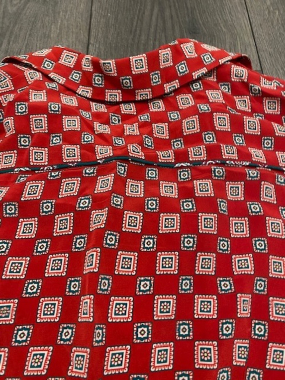 Sandro Red Geometric Print Silk Mini Dress Size 4 - Picture 11 of 15